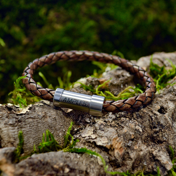 Energiearmband von Ampli5 100% Leder Antik Mittelbraun
